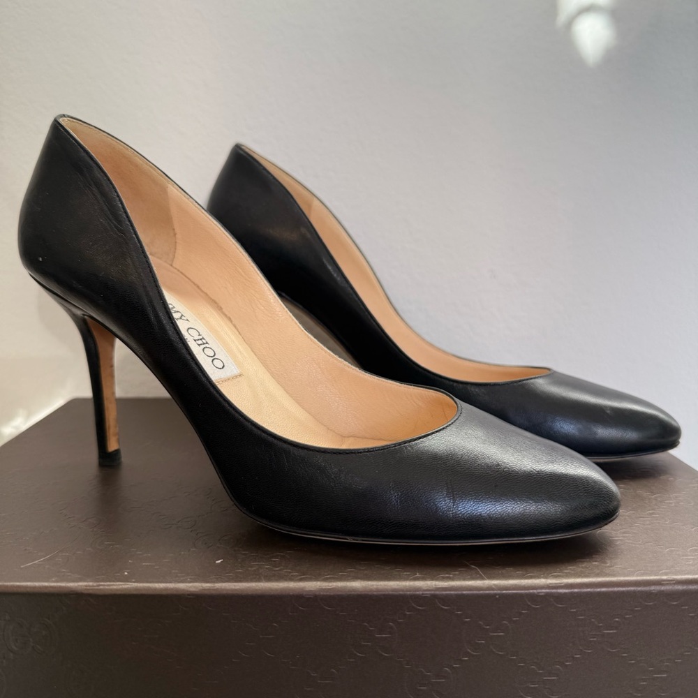 Jimmy Choo Black Leather Heels